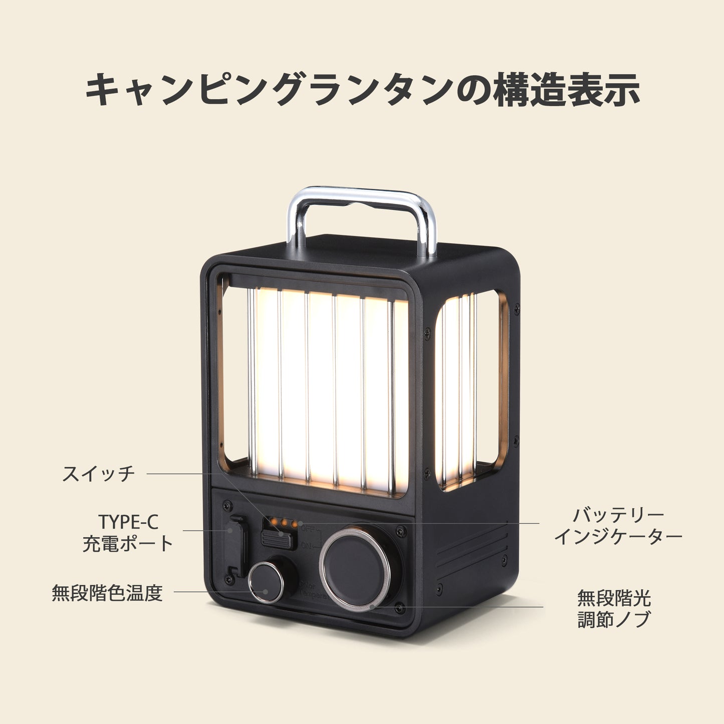「ヴィラ・ランタン」LED充電式アウトドアランタン